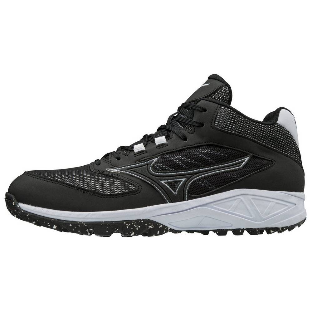 Zapatos Para Beisbol Mizuno Dominant All Surface Mid Turf Para Hombre Negros/Blancos 5679280-RD